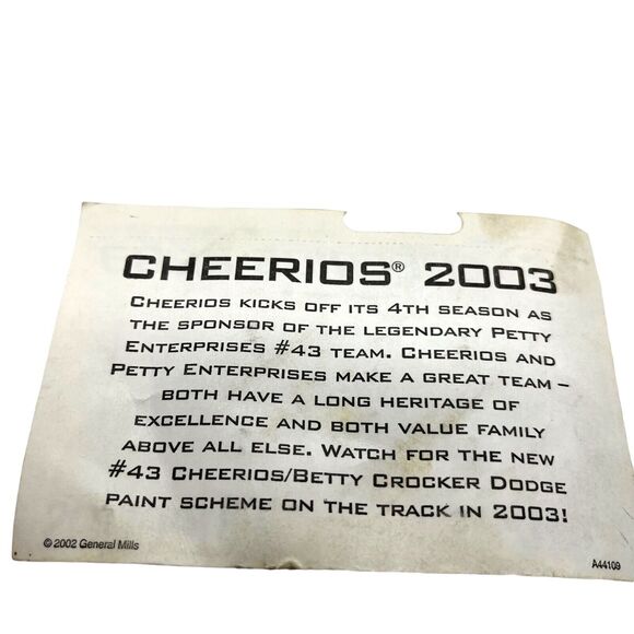 Cheerios Nascar Diecast Car 1:64 General Mills 2003 #43 Petty Enterprises Promo - Picture 6 of 14